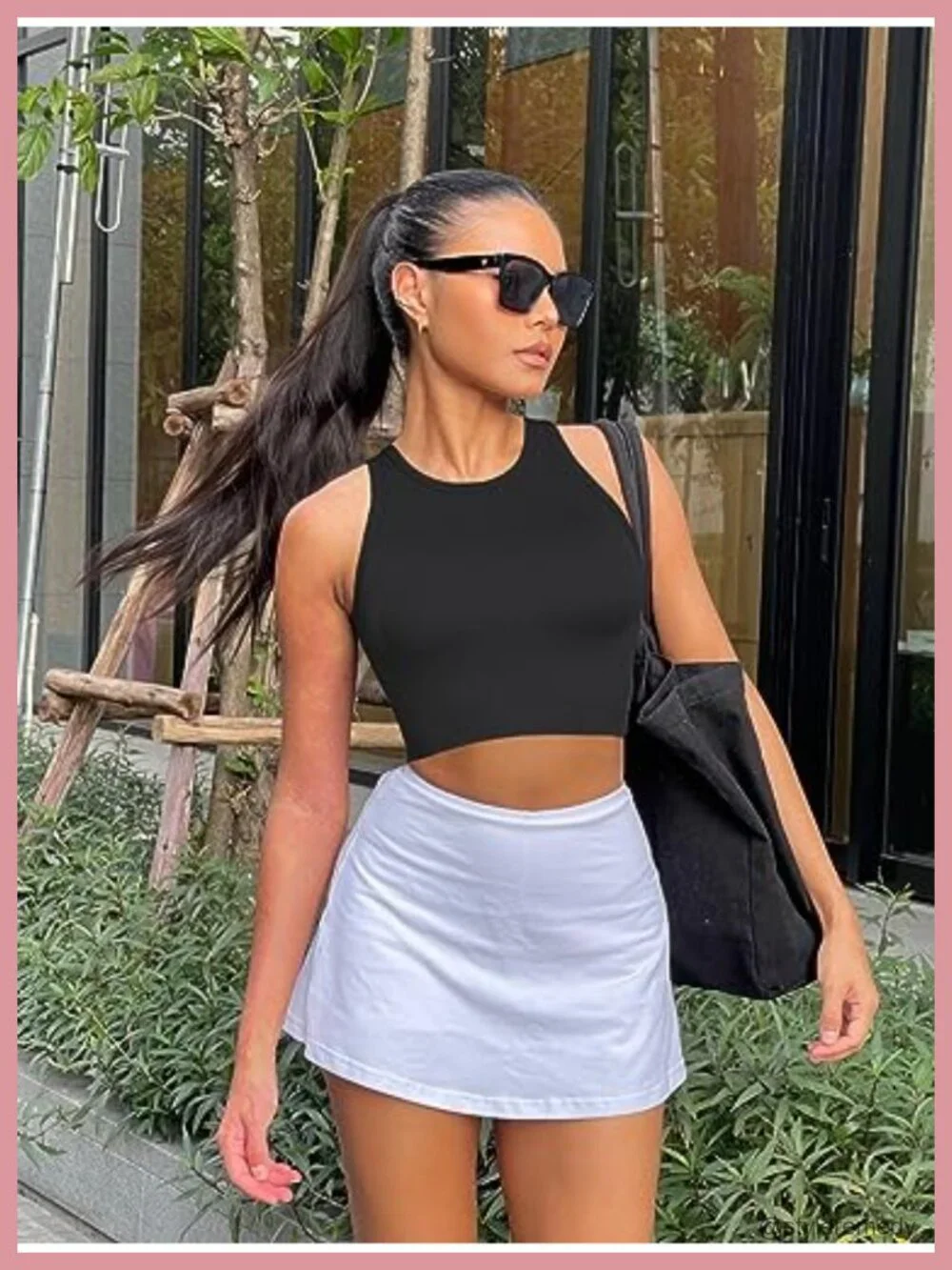3 Pack Seamless Ribbed Crop Tank Tops High Neck Racerback Yoga Gym Shirts